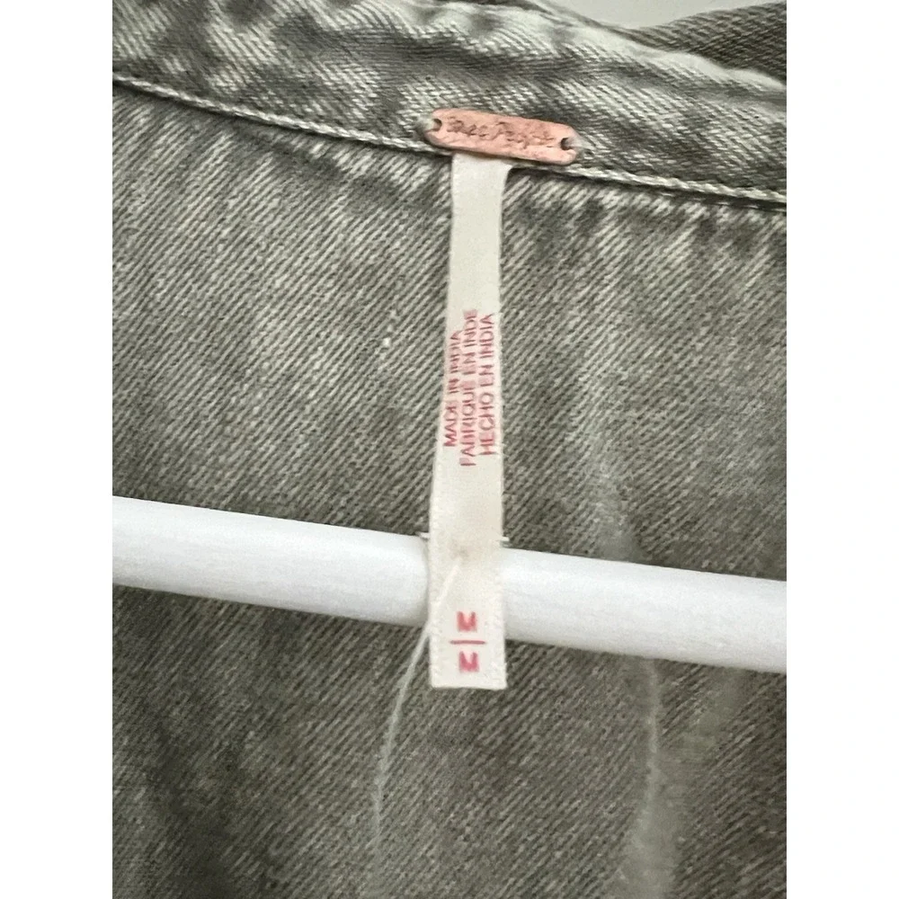 NWT Free People Mad Love Denim Midi Dress Cotton Fitted Long Sleeve Size M Sage - Picture 5 of 10